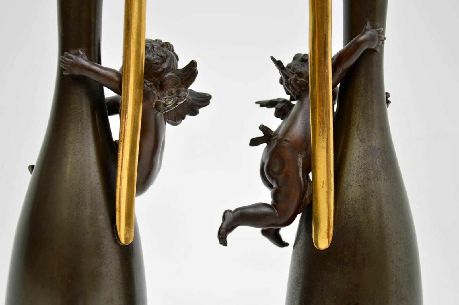Pair Of Antique French Decorative Bronze Pitchers photo vintage