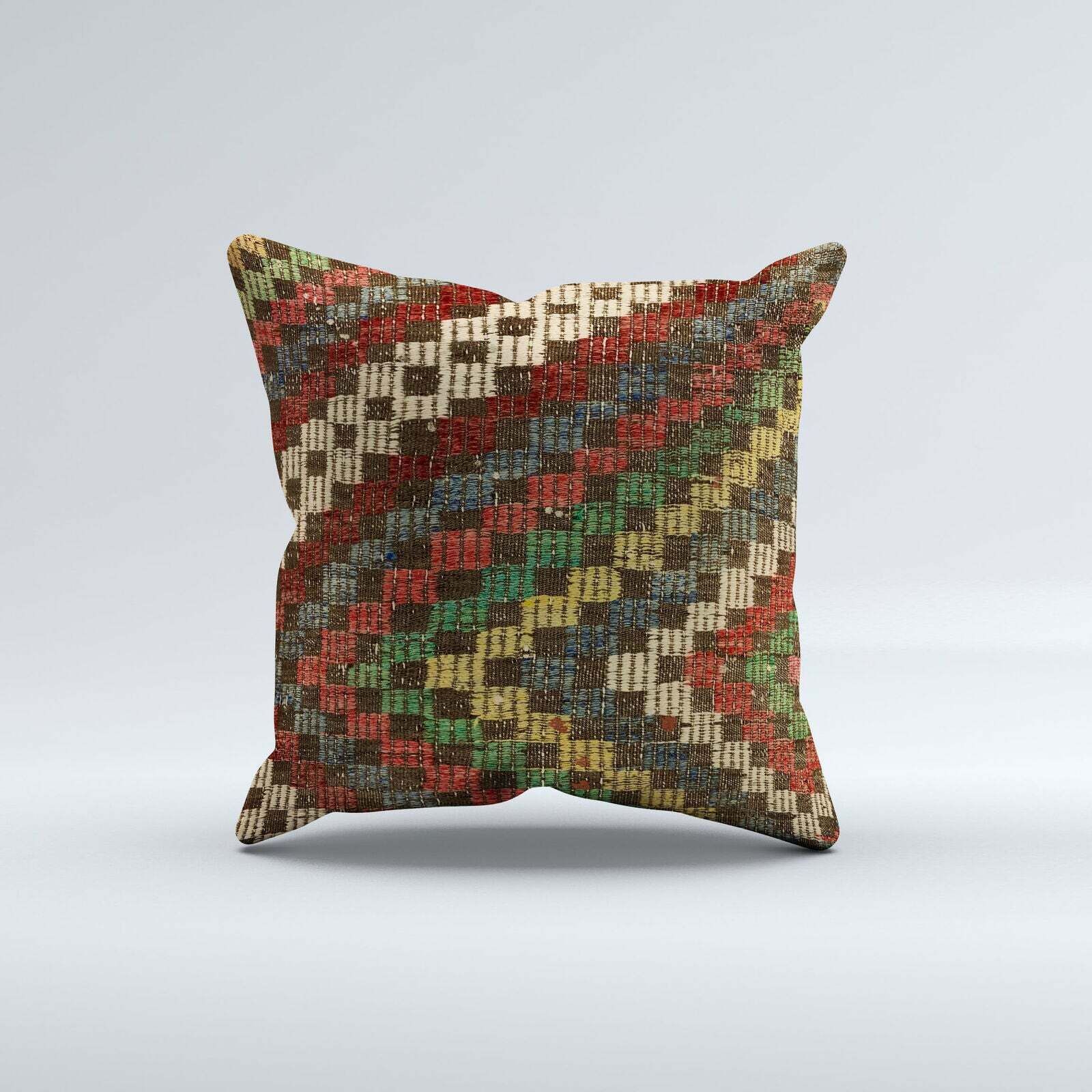 Vintage Turkish Kilim Cushion Cover 60x60 Cm Square Wool Kelim Pillowcase 66431