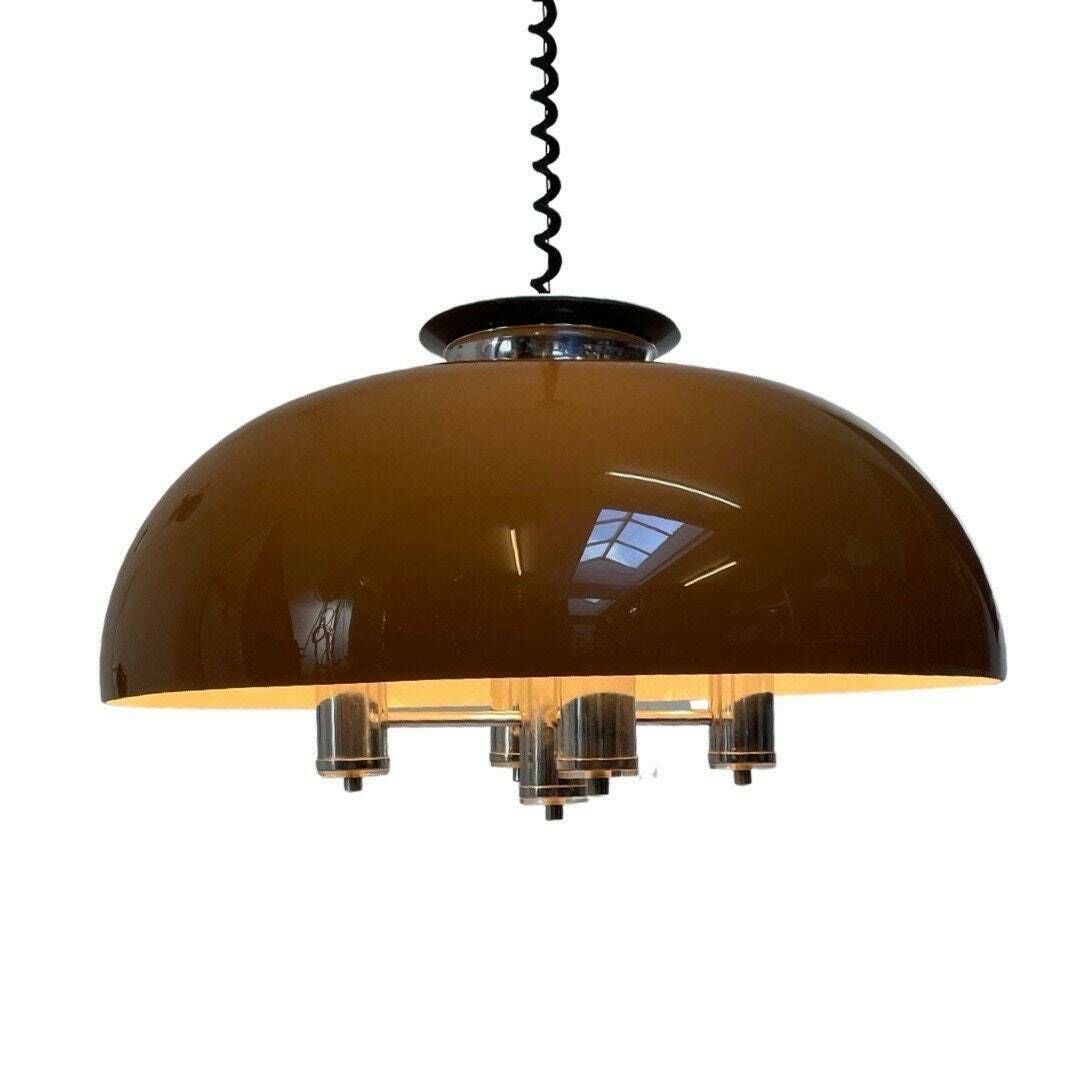 Xl Hanging Pedant Including Rollycord   Brown Acrylic   Giannelli Firenze Luce   Vintage Italian Design   Model With 4 Bulbs photo for sale