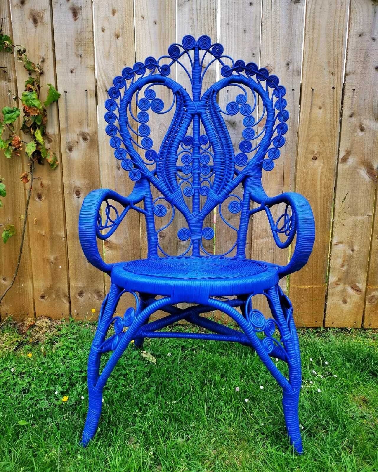 Vintage Spanish Filigree Rattan & Cane Chair