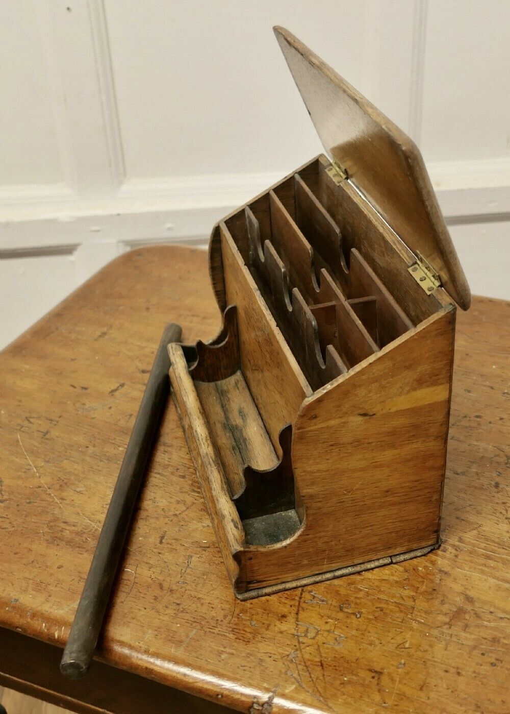 A Good Old Oak Stationary Or Letter Box, With Pen Holder photo Home Decor