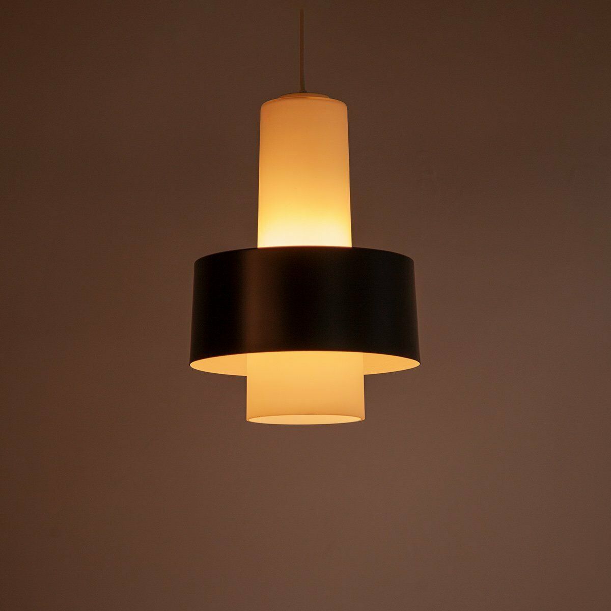 Mid Century Metal And Milk Glass Pendant, 1960s photo furniture