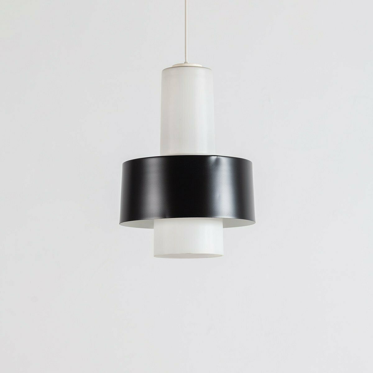 Mid Century Metal And Milk Glass Pendant, 1960s photo buy