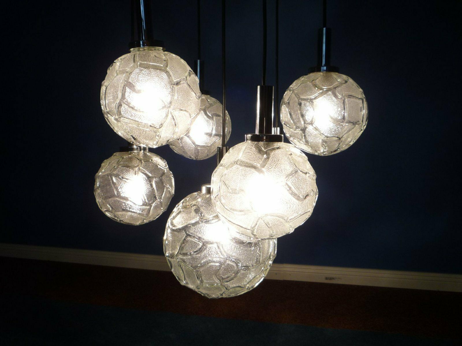 Cascade Ice Glass Pendant Lamp From Doria, 1960s photo furniture