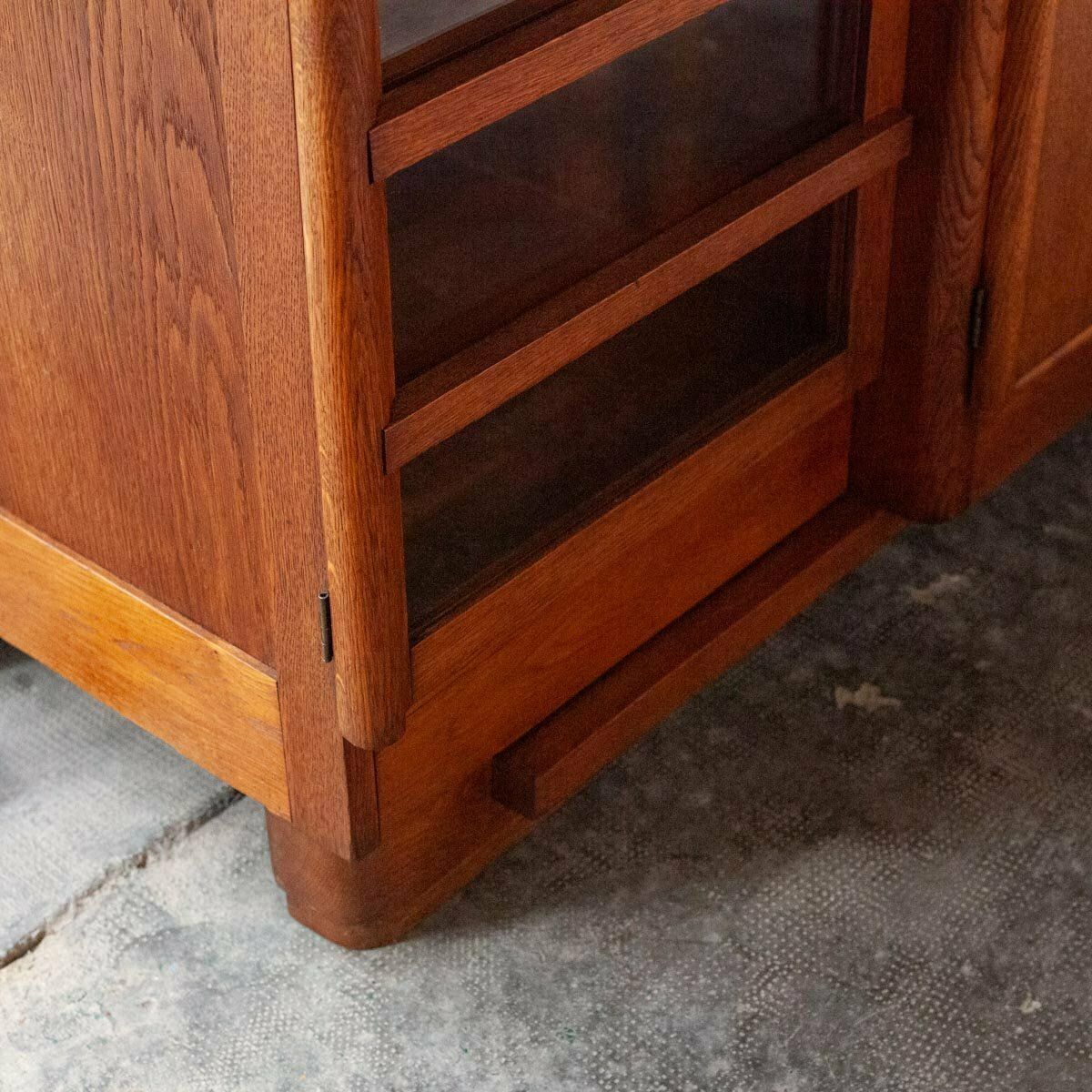 Dutch Art Deco Sideboard In Oak With Coromandel Wood Details And Glass Panes, 1930s photo Furniture