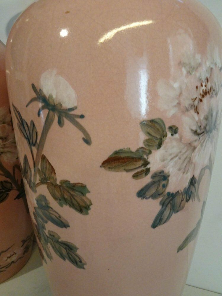 French Pink Ceramic Vases, 1940s, Set Of 2 photo 640.0