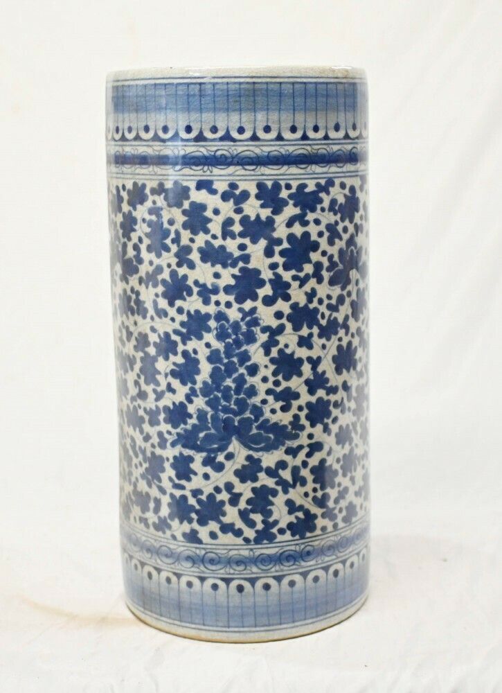 Chinese Blue And White Porcelain Urn   Ming Floral Umbrella Stand photo furniture