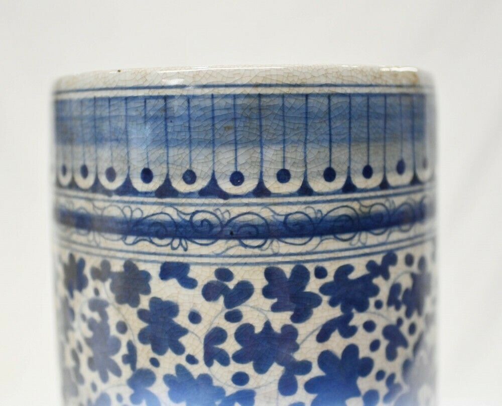 Chinese Blue And White Porcelain Urn   Ming Floral Umbrella Stand photo for sale