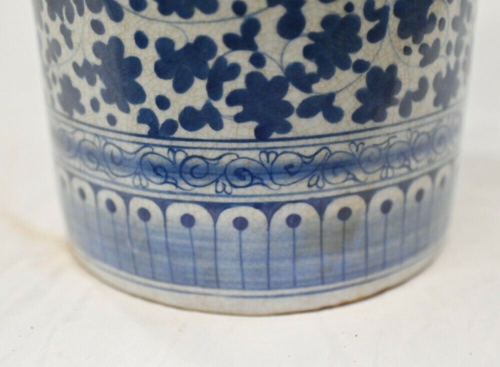 Chinese Blue And White Porcelain Urn   Ming Floral Umbrella Stand photo vinterior