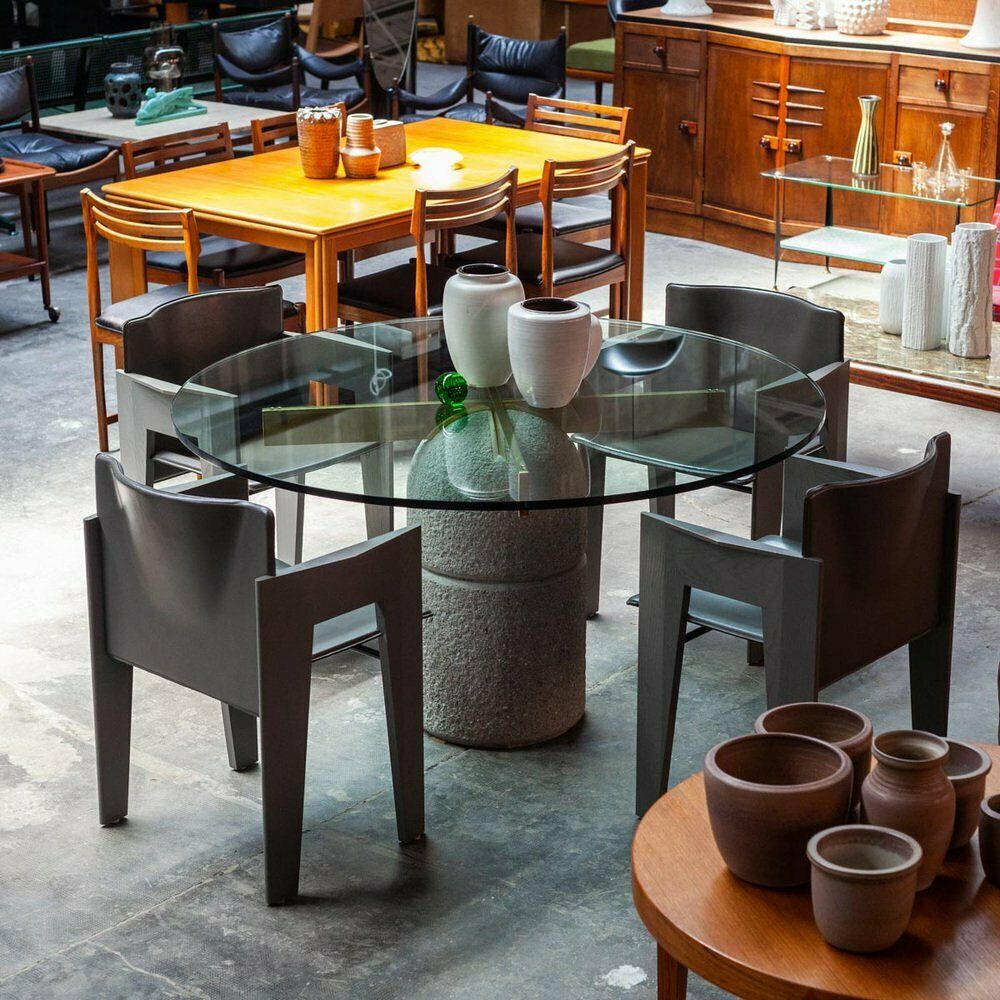 Grey Oak And Leather Dining Chairs By Arnold Merkx For Arco, 1980s, Set Of 4 photo furniture