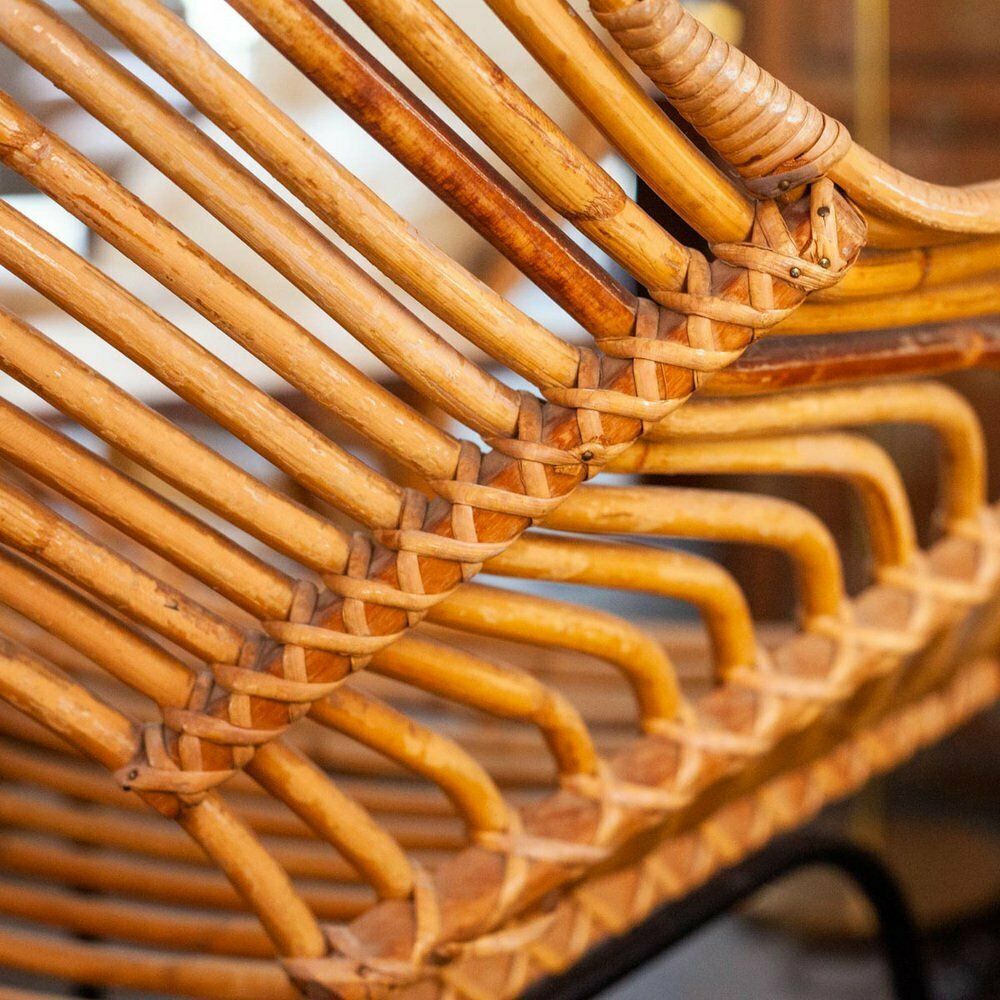 Rattan & Metal Chair By H. Broekhuizen For Rohé Noordwolde, 1960s photo Furniture