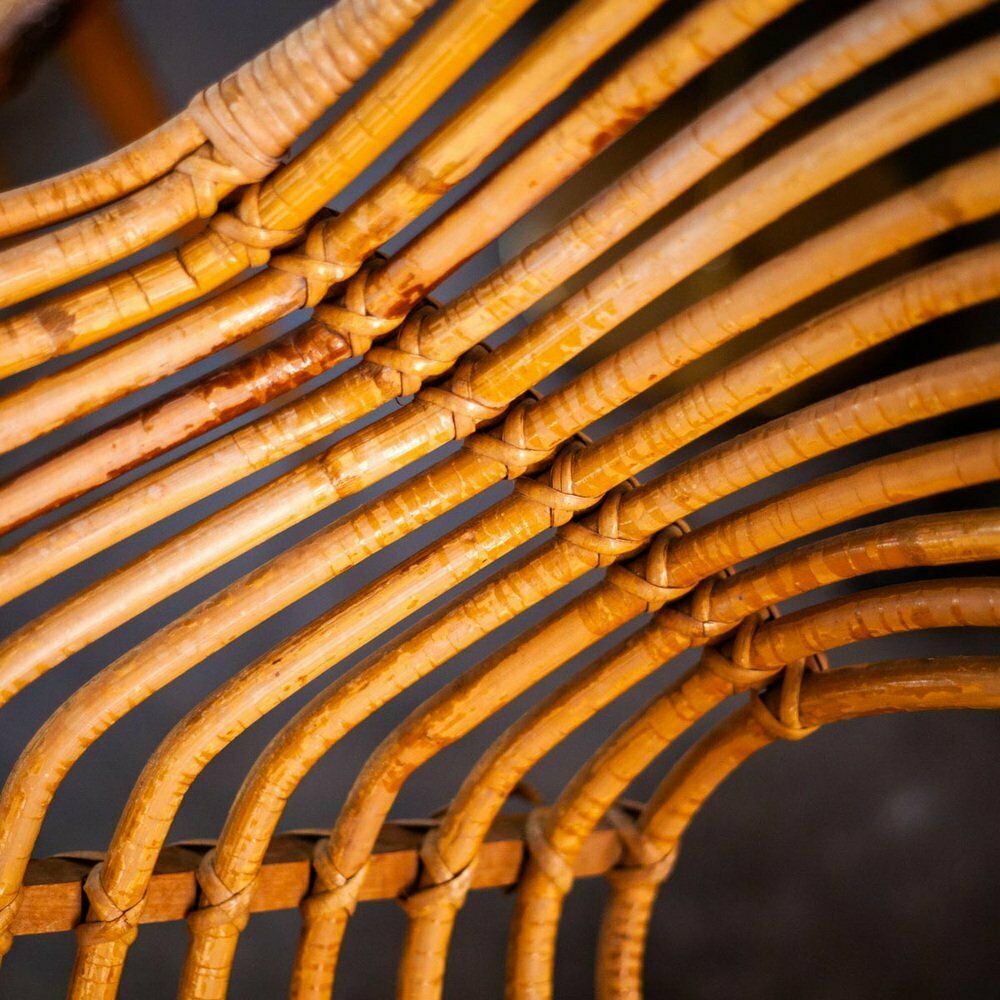 Rattan & Metal Chair By H. Broekhuizen For Rohé Noordwolde, 1960s photo 1008.0