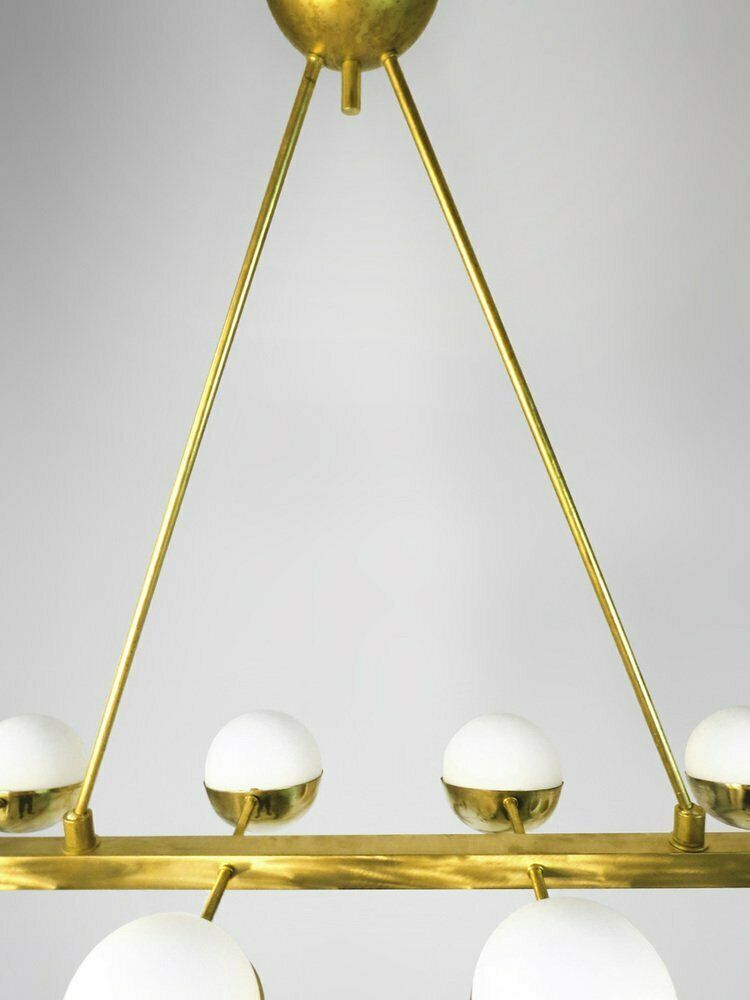 Mid Century Italian Brass And Opal Murano Glass Lamp, 1960s photo for sale