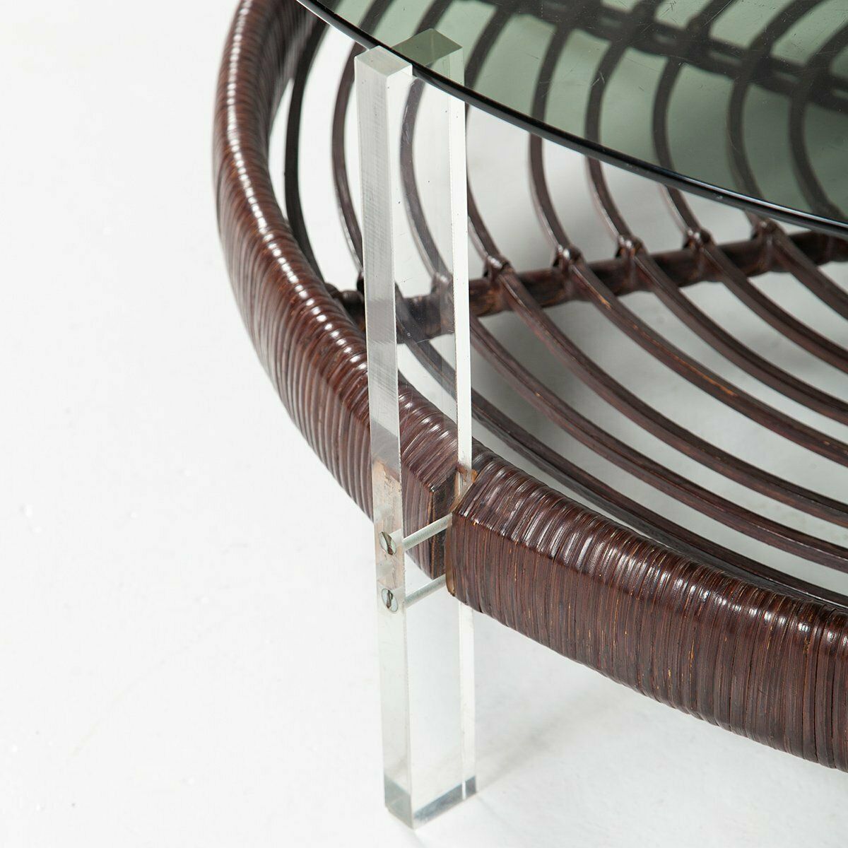 Rattan Glass Acrylic Glass Coffee Table From T Spectrum, 1970s photo vinterior