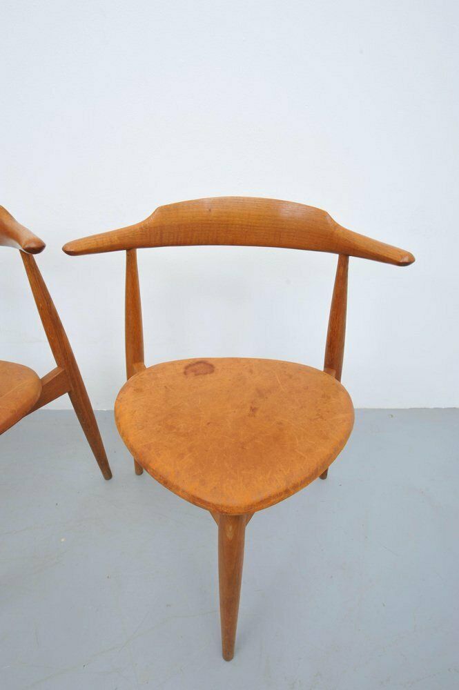 photo vintage Fh4104 Heart Chair By Hans J. Wegner For Fritz Hansen, Set Of 5