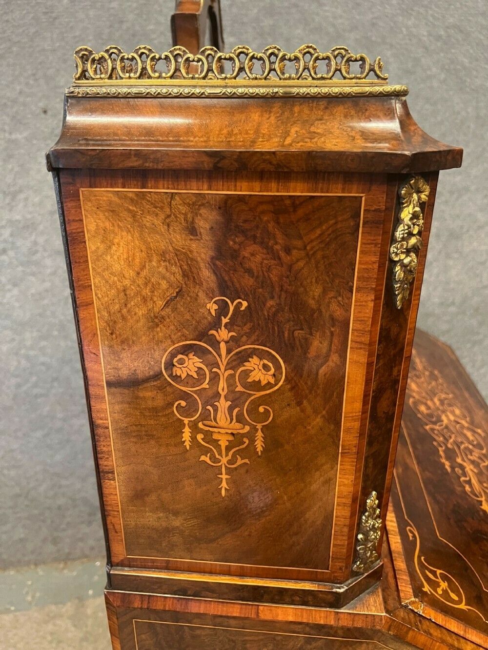 Victorian Walnut & Inlaid Bureau De Dame Desk photo Furniture