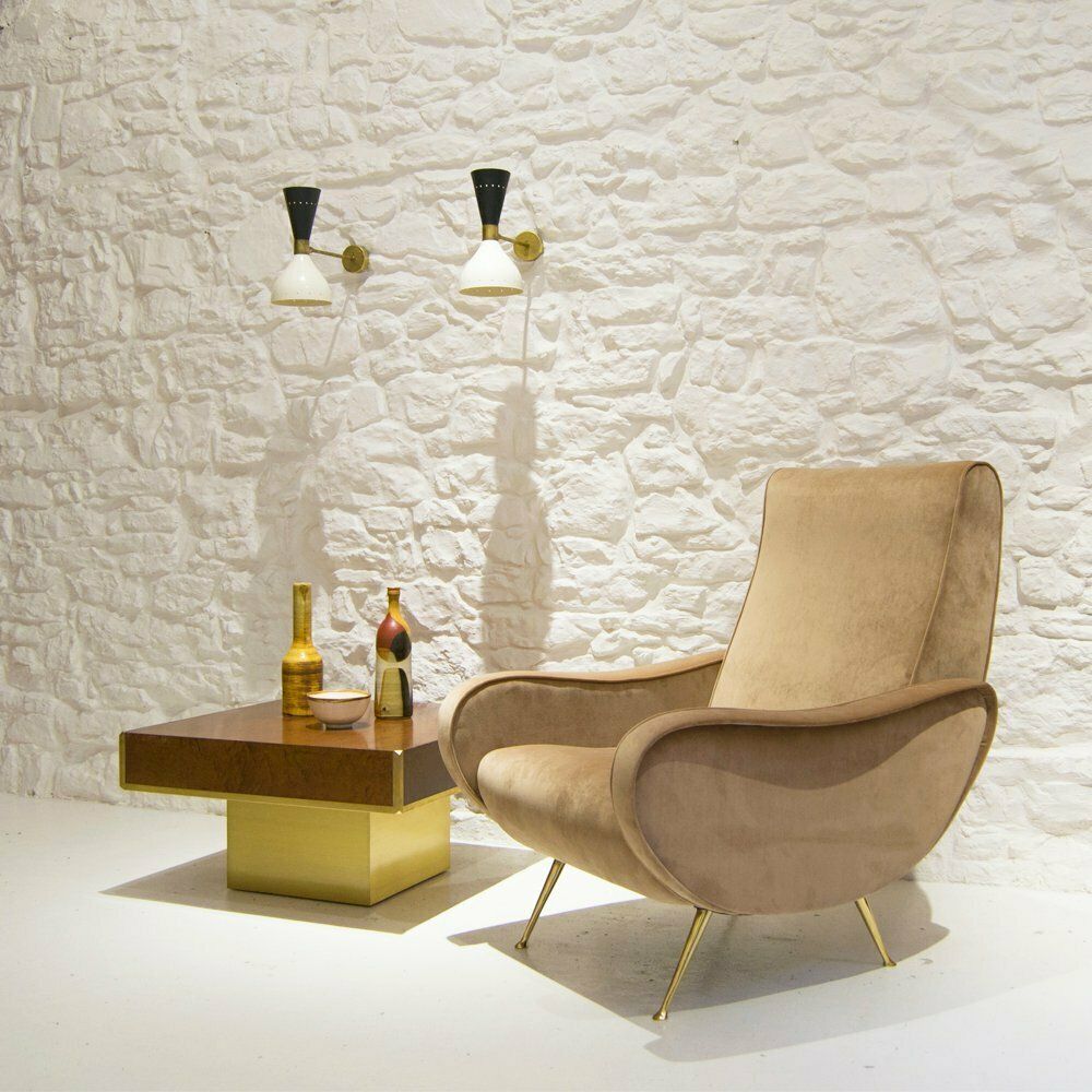 Italian Aluminum And Brass Sconces, 1950s, Set Of 2 photo Lighting
