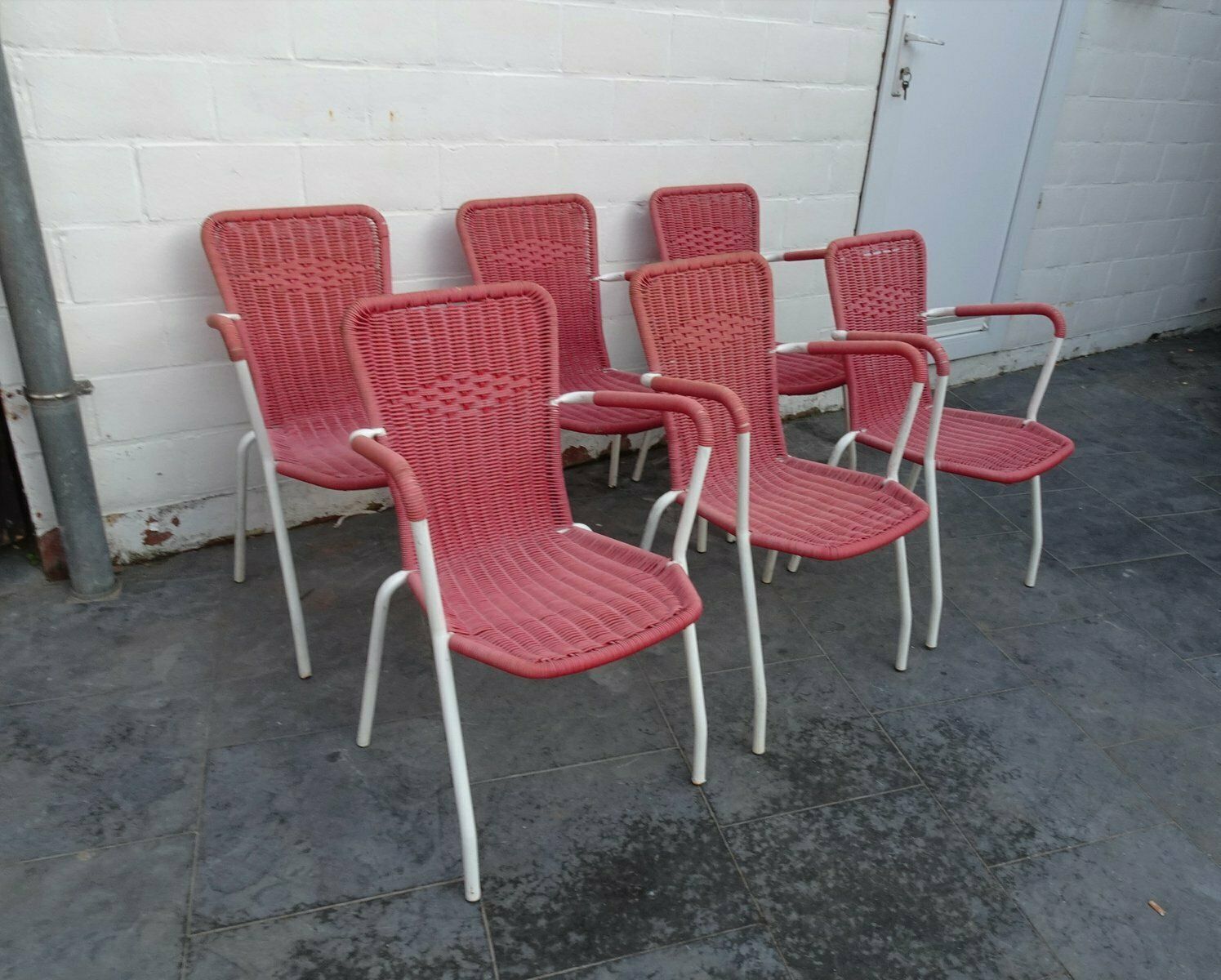 Vintage Italian Chairs In Orange, 1950s, Set Of 6 photo buy