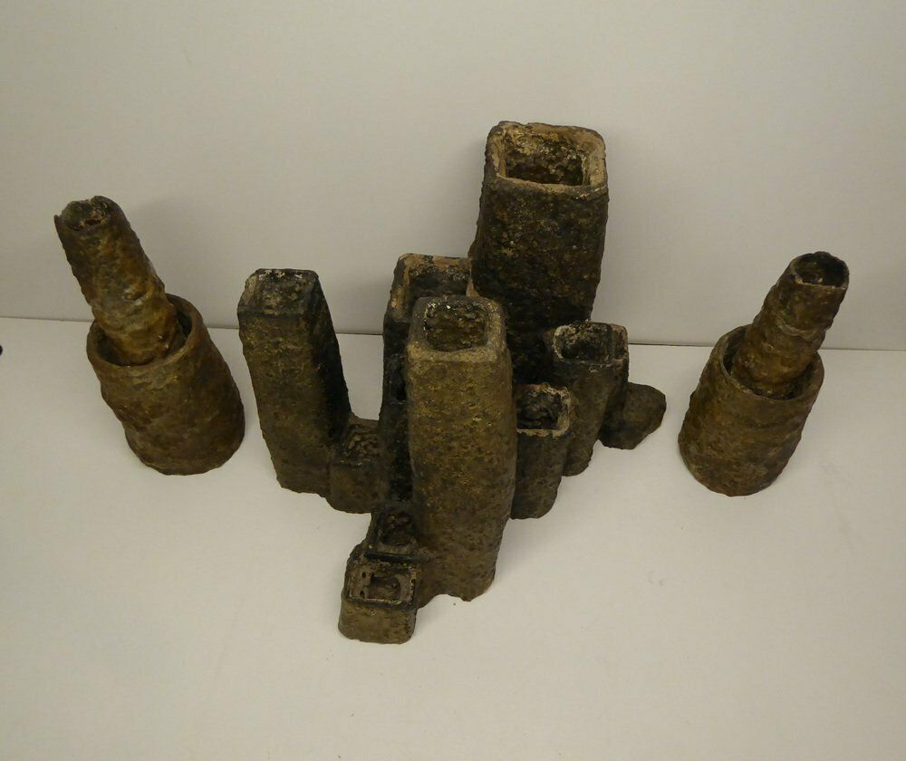 photo vintage Brutalist Centrepiece Vase And Candlesticks By Pia Manu, Belgium, 1960s, Set Of 3