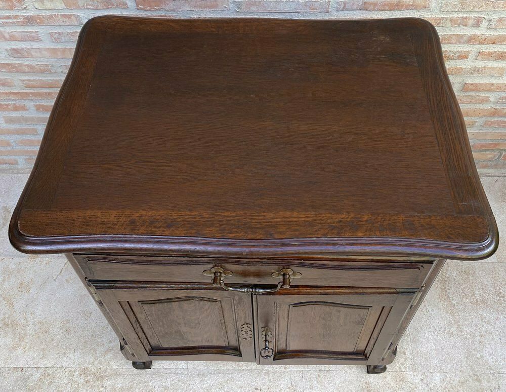 Mid Century French Walnut Side Table With One Drawer And Double Door, 1950s photo buy