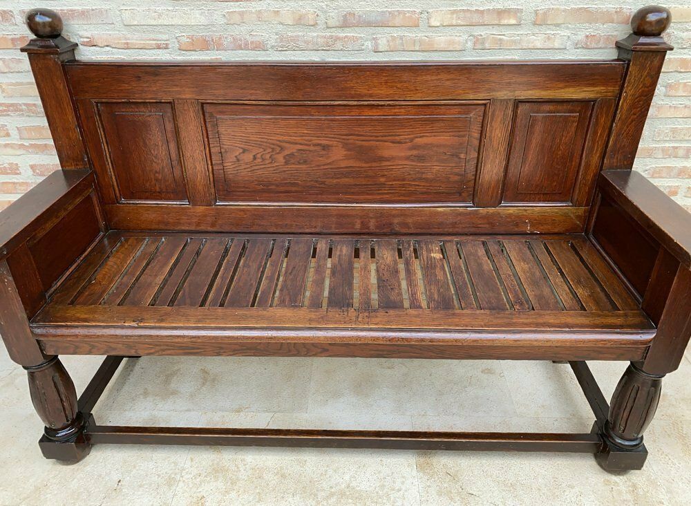 Large Early 20th Century French Bench In Oak With Long Seat, 1940s photo furniture