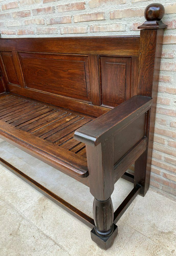 Large Early 20th Century French Bench In Oak With Long Seat, 1940s photo buy