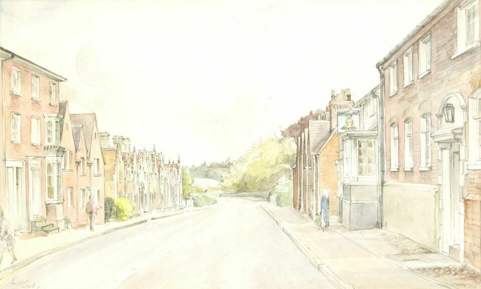 Watercolour By Harold Sheild. "High Street (Woburn) The Bell To The R(ight)" photo furniture
