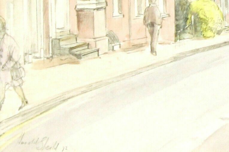 Watercolour By Harold Sheild. "High Street (Woburn) The Bell To The R(ight)" photo for sale