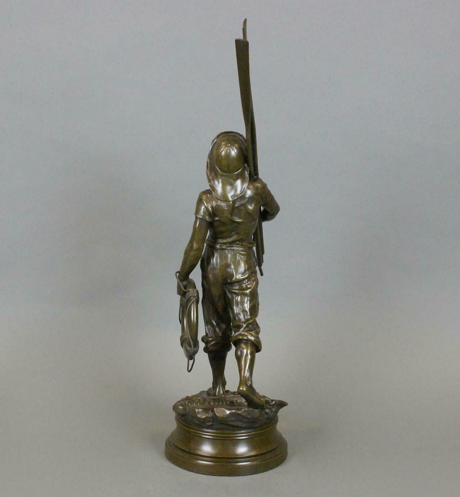 A 19th Century French Bronze Figure Of A Boatman photo Home Decor