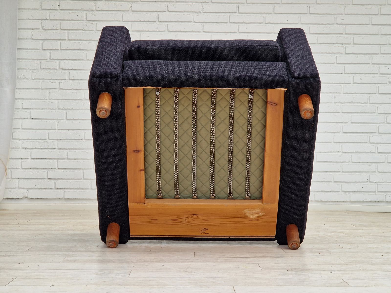 photo vintage 1970s, Danish Design By H.J. Wegner, Reupholstered Armchair, Model Ge300.