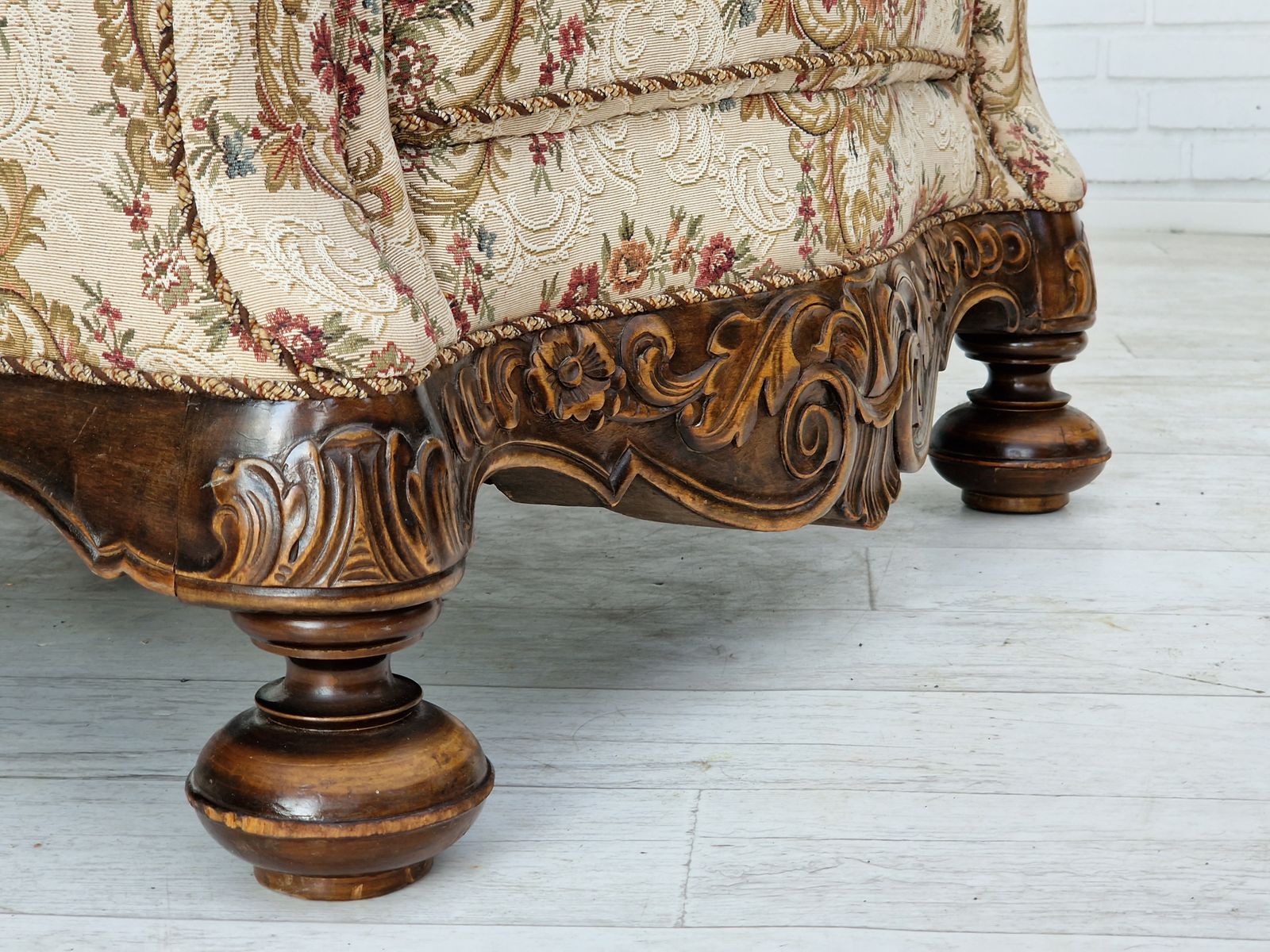 1950s, Danish Vintage Relax Chair In Floral Woven Fabric, Very Good Condition. photo furniture