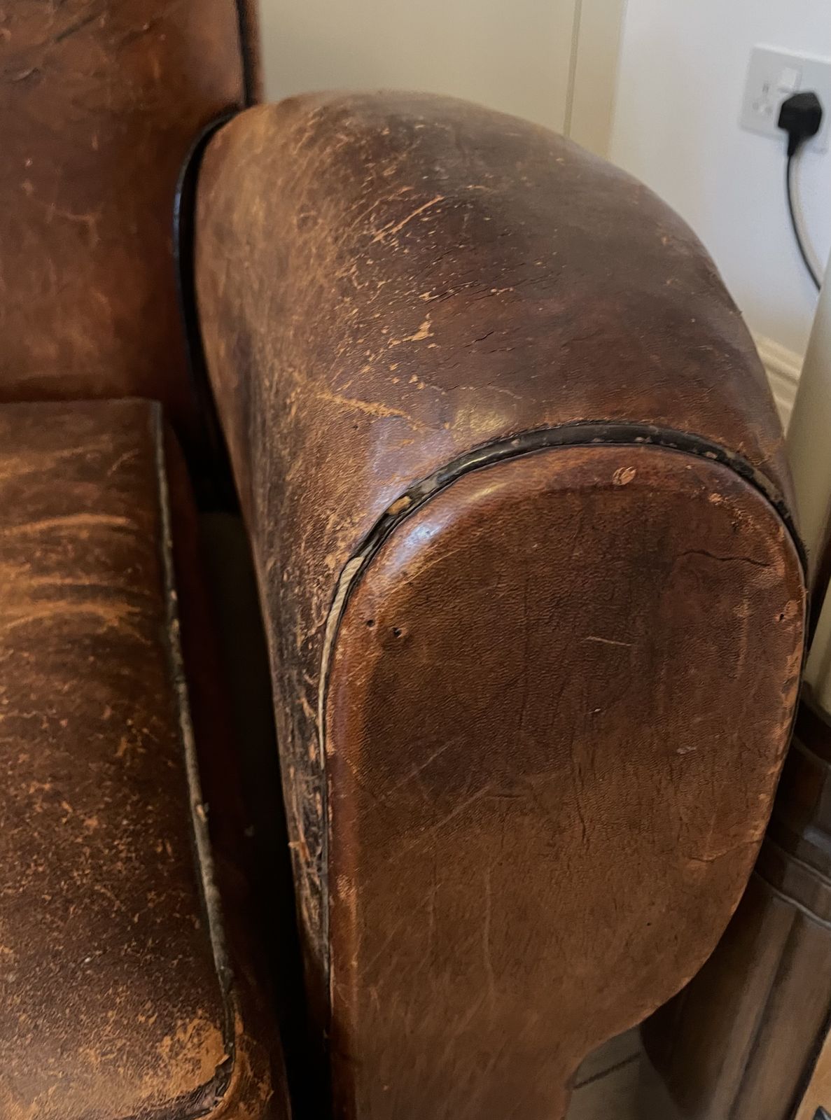 photo buy Pair Of 1950s Leather Club Chairs   Original Condition