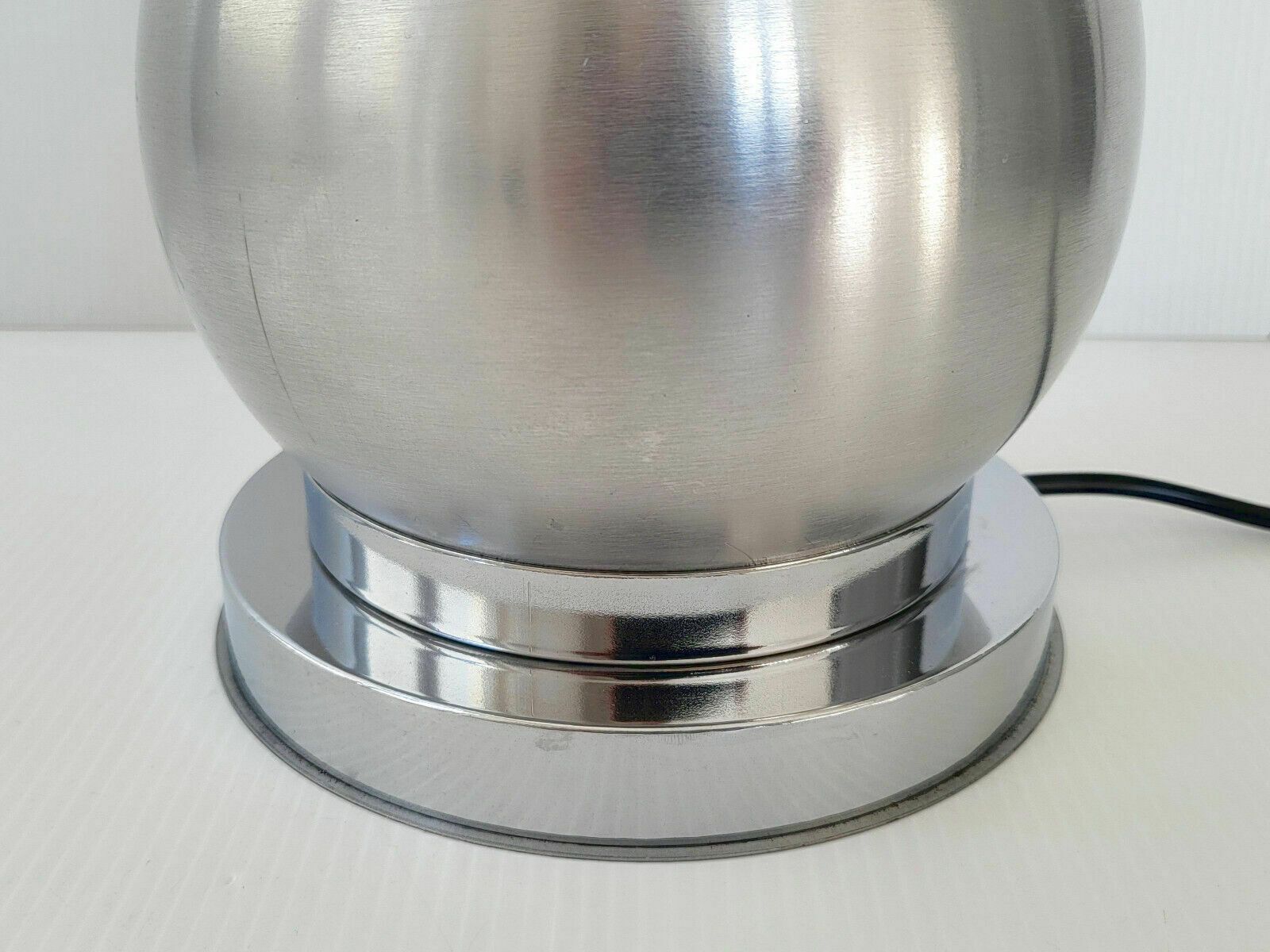 Vintage 1970 Old Table Lamp In Brushed Steel & Chrome 70s Retro 1970s photo furniture