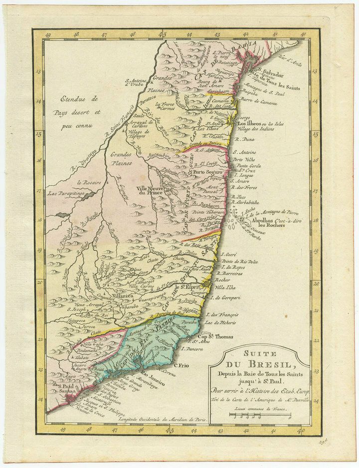 Antique Map Of The Brazilian Coast
