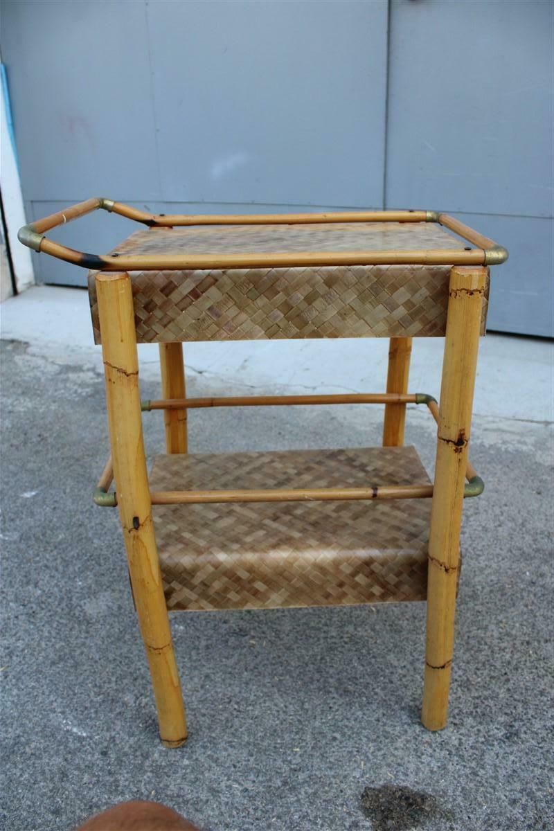 photo for sale Bar Table In Bamboo And Lucite Italian Design 1970s Style Gabrella Crespi Brass