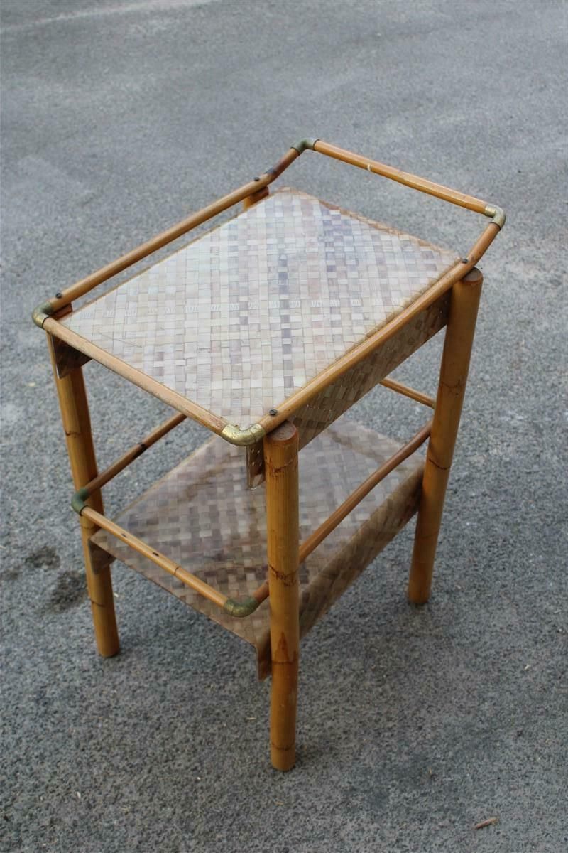 Furniture Bar Table In Bamboo And Lucite Italian Design 1970s Style Gabrella Crespi Brass photo