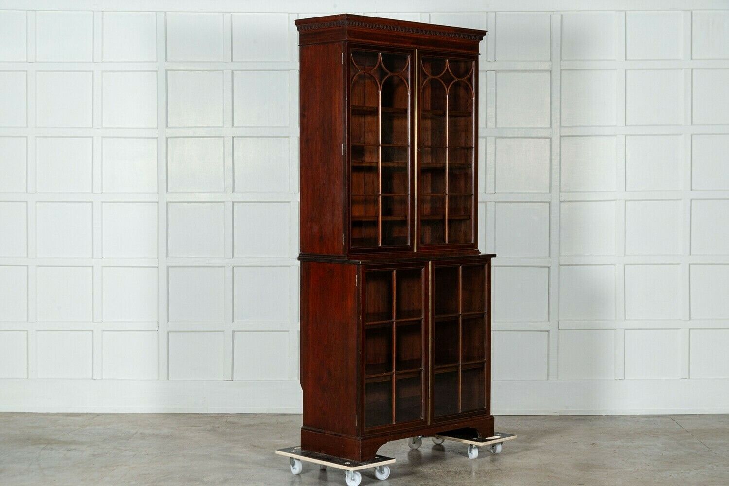 George III 18thc Mahogany Glazed Twin Library Bookcase Cabinet photo Furniture