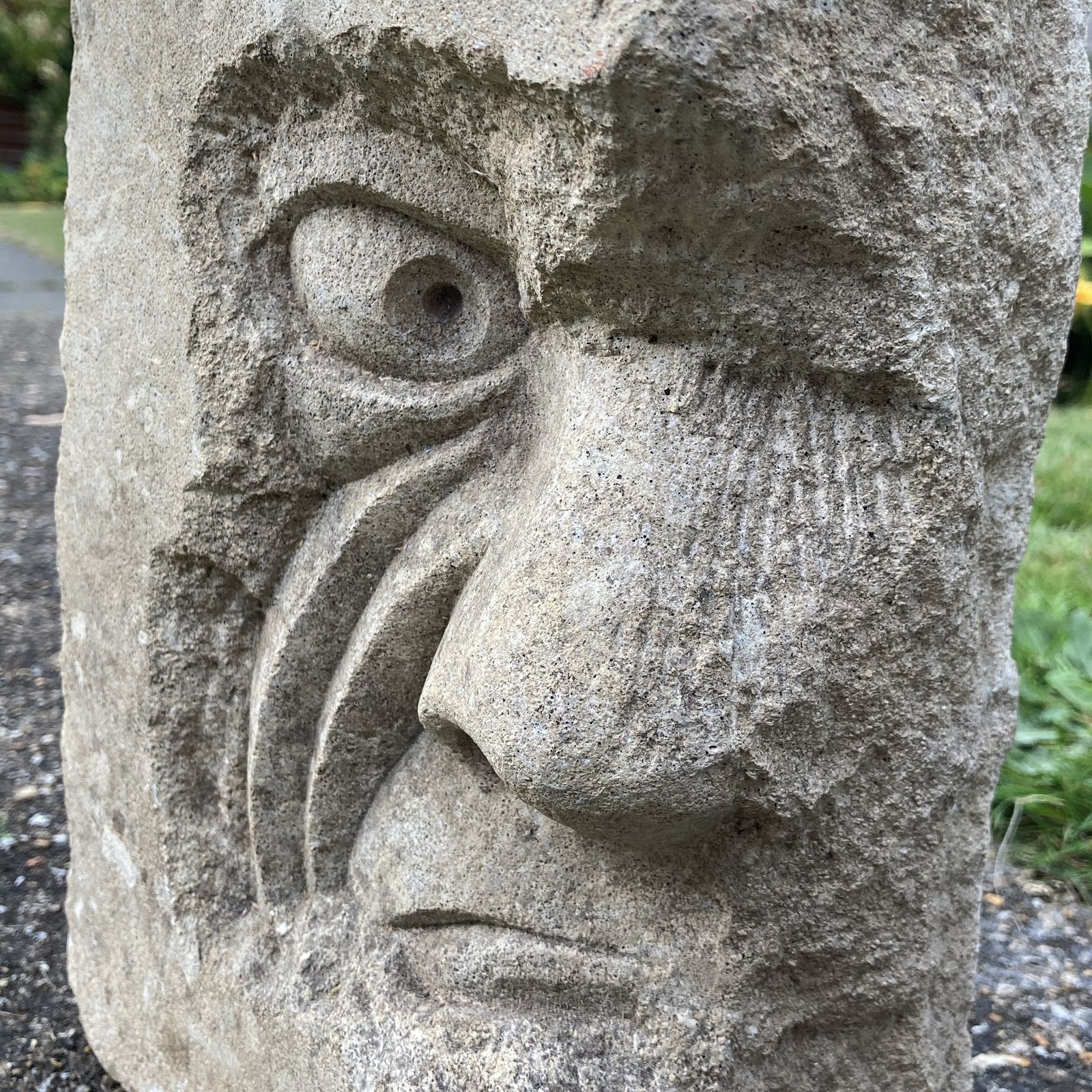 330.0 Well Carved Stone Face, Circa 1940 photo