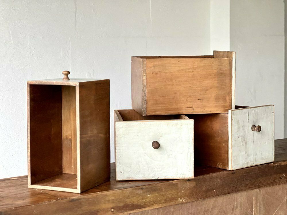 Industrial Wooden Shelf With Four Drawers And Shelves photo vinterior