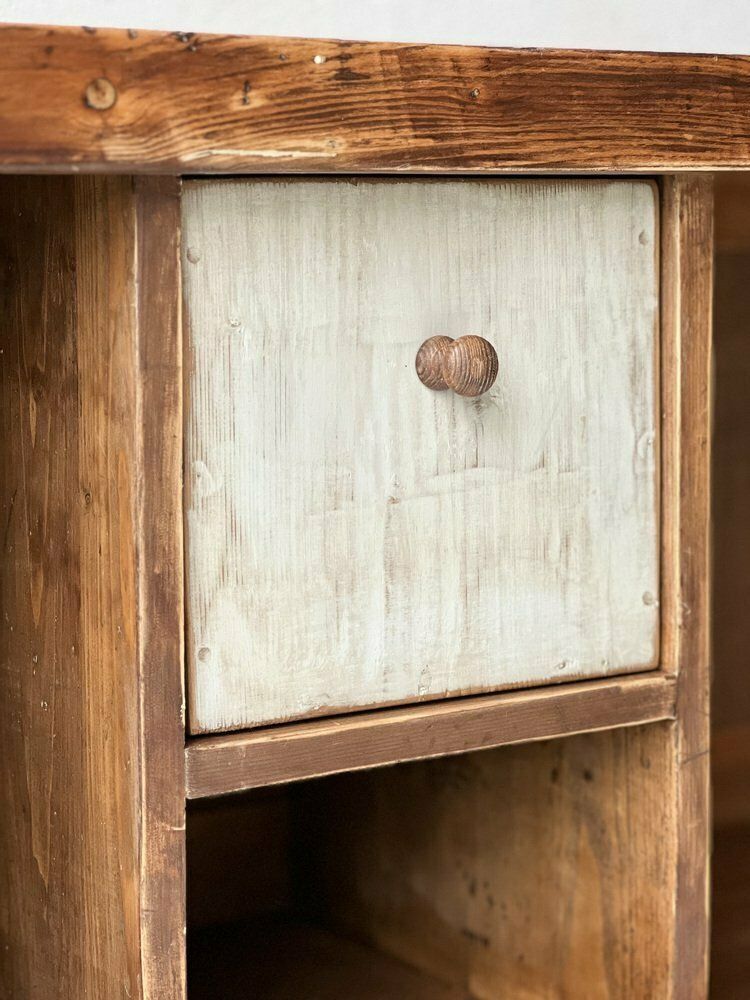photo vinterior Industrial Wooden Shelf With Four Drawers And Shelves