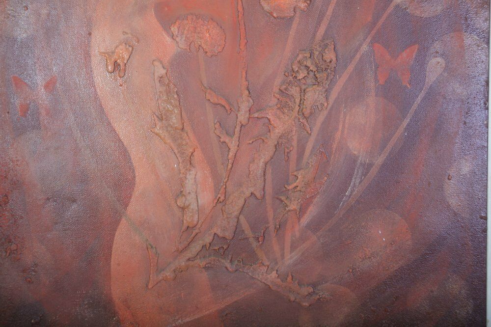M. Pelant, Girl With Butterflies, 1982, Mixed Media On Wood photo furniture