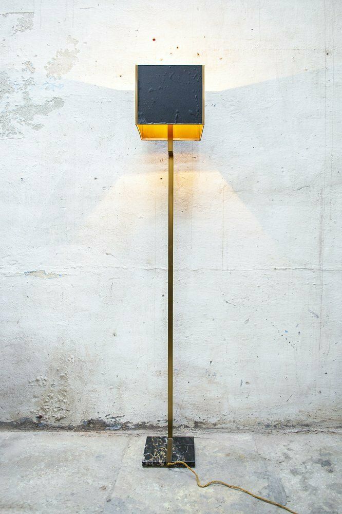 Messing, Marmer En Leren Lamp Van Trussardi Atelier, Jaren 2000 photo furniture