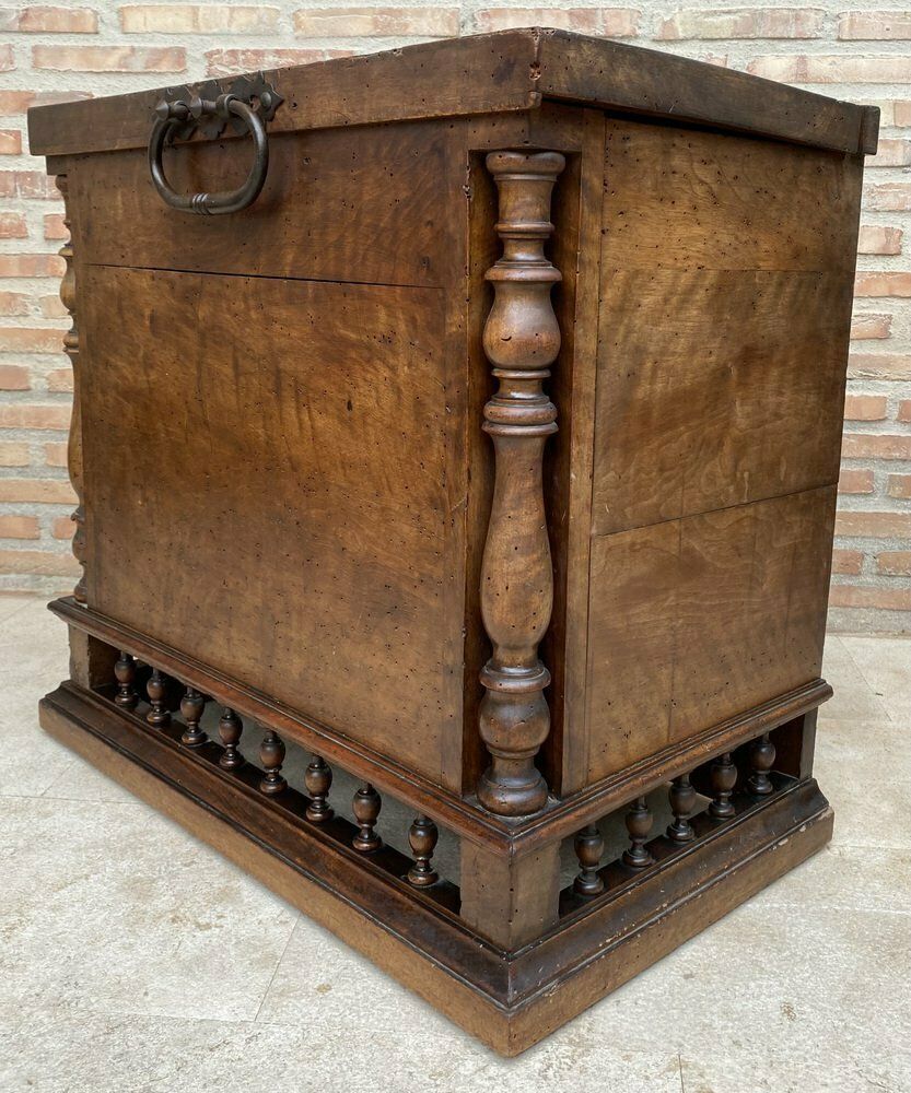 Furniture Early 20th Century French Hand Carved Wooden Trunk photo