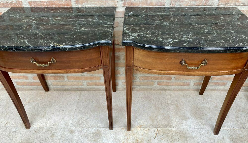 Modern Nightstands With Grey Marble Top, 1940, Set Of 2 photo for sale
