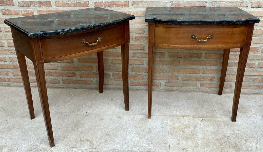 Modern Nightstands With Grey Marble Top, 1940, Set Of 2 photo vintage
