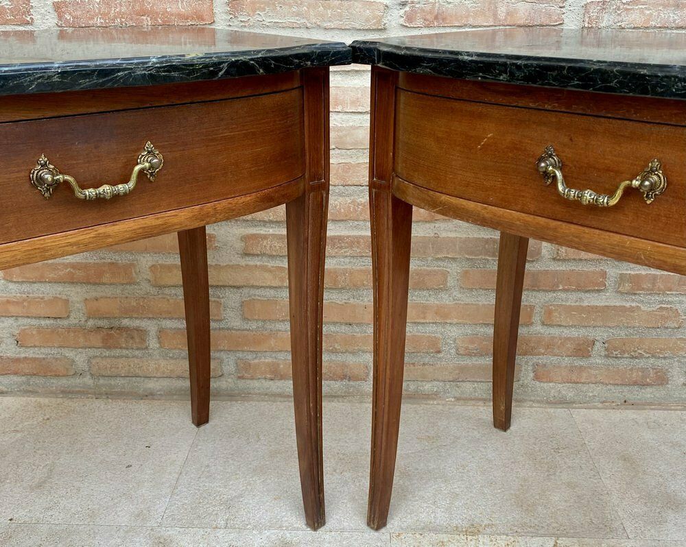 photo furniture Modern Nightstands With Grey Marble Top, 1940, Set Of 2