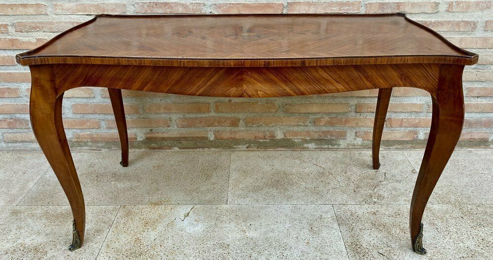 French Marquetry Bronze Ormolu Mounted Center Or Coffee Table, 1920s photo furniture