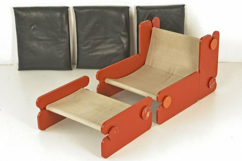 Easy Chair With Ottoman From Fratelli Reguitti, Italy, 1960s, Set Of 2 photo buy