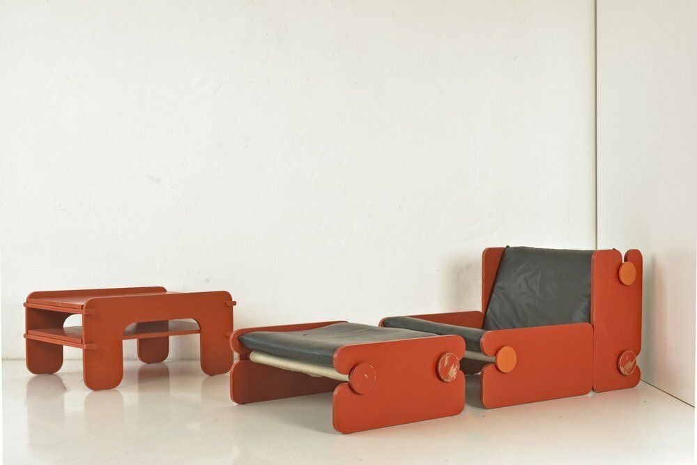 photo vintage Easy Chair With Ottoman From Fratelli Reguitti, Italy, 1960s, Set Of 2