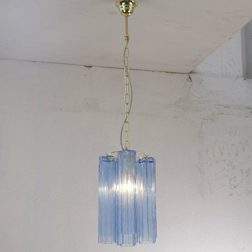 Tronchi Chandelier In Blue Glass, Italy, 1990s photo Lighting
